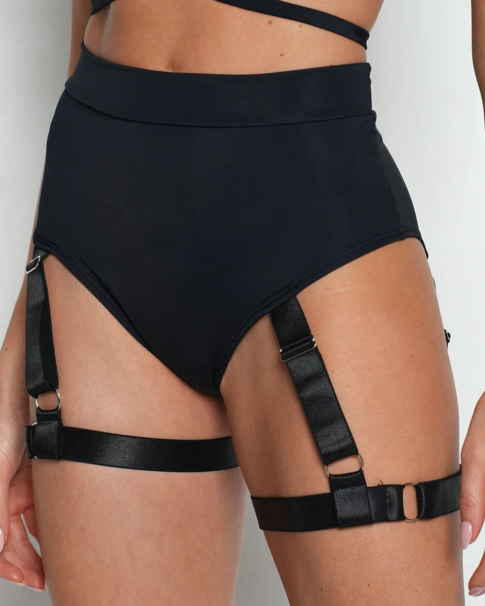 Bring on the Night Recycled Fabric Bottom With Leg Harness - Black