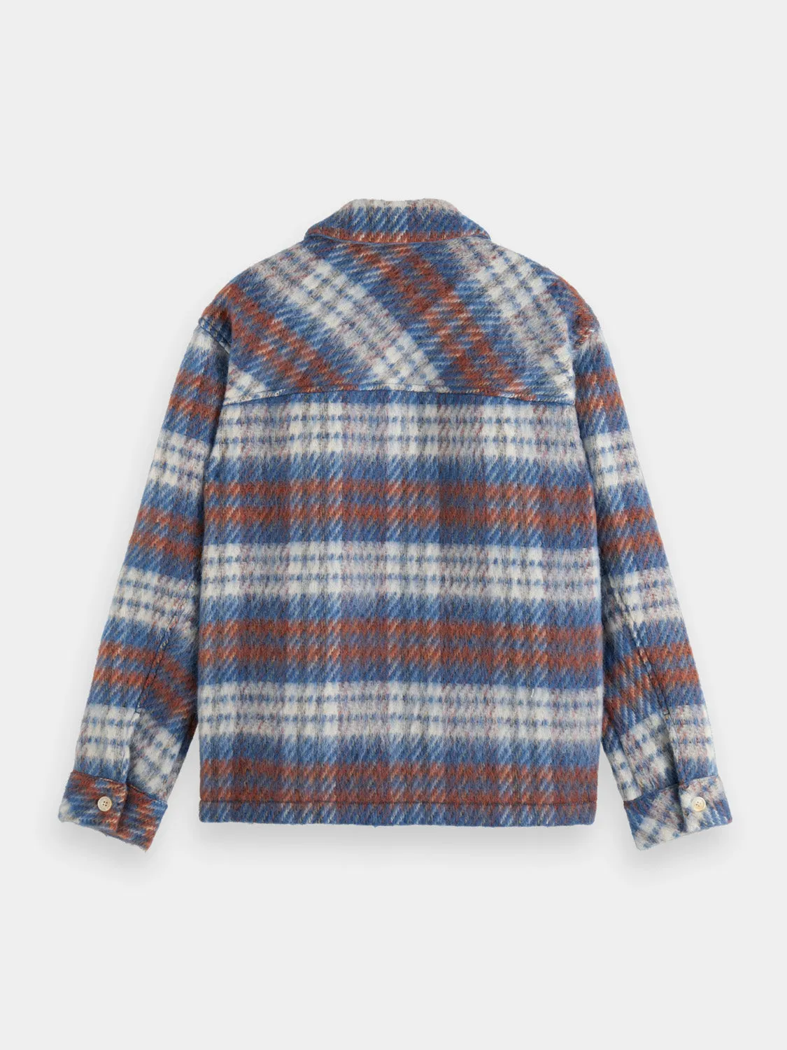 Brushed wool blend check overshirt