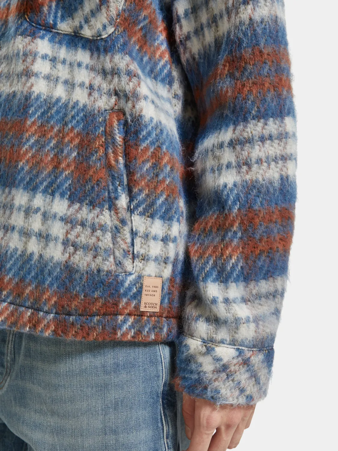 Brushed wool blend check overshirt