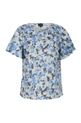 Burnout Top with flutter sleeves | BLUES ABSTRACT | 6062AR