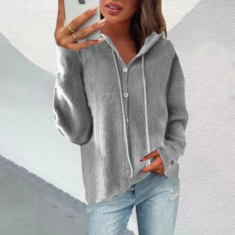 Casual Knitted Sweatshirts Hooded Cardigan Wholesale Womens Tops
