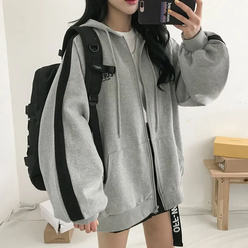 Casual Solid Zip Up Hooded