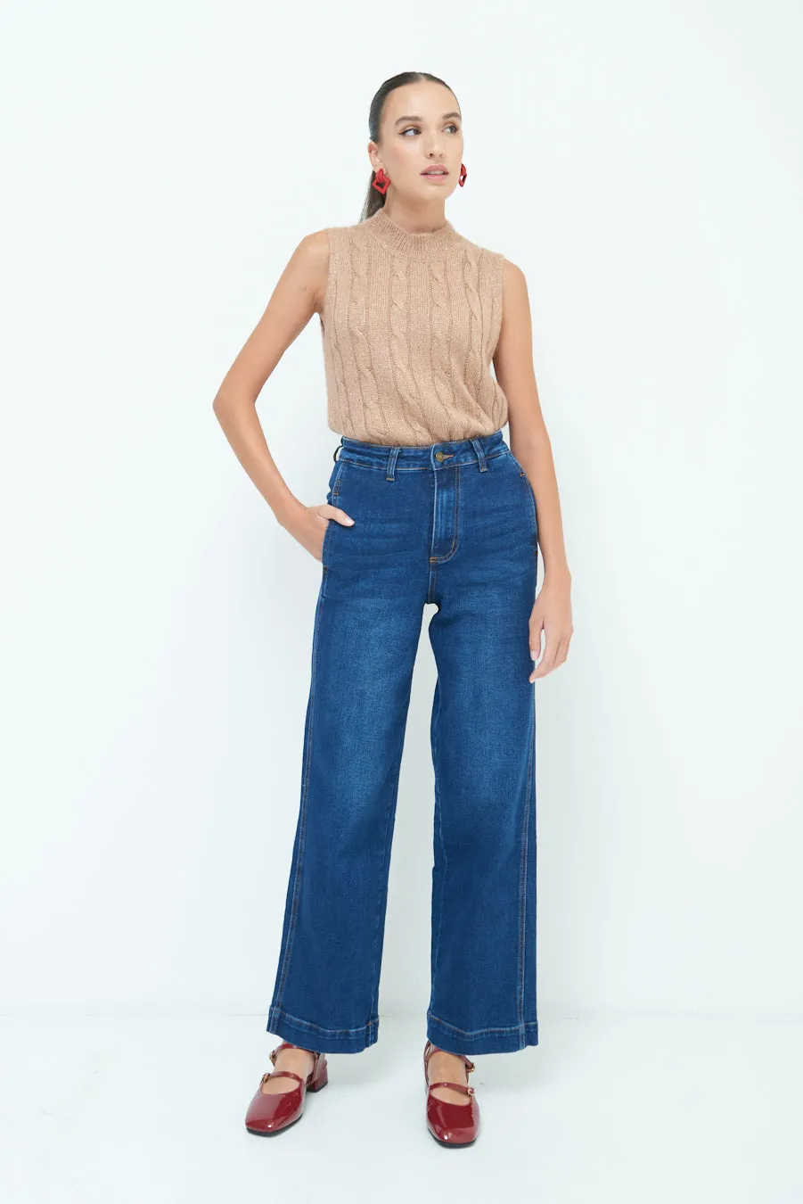 Classic high-waist wide-leg jeans wholesale