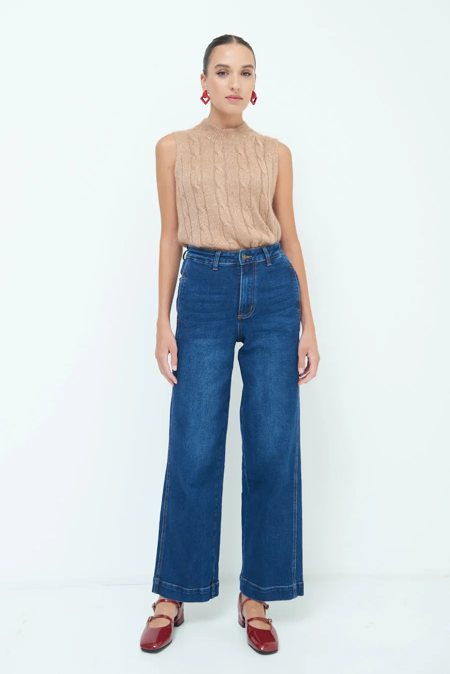 Classic high-waist wide-leg jeans wholesale
