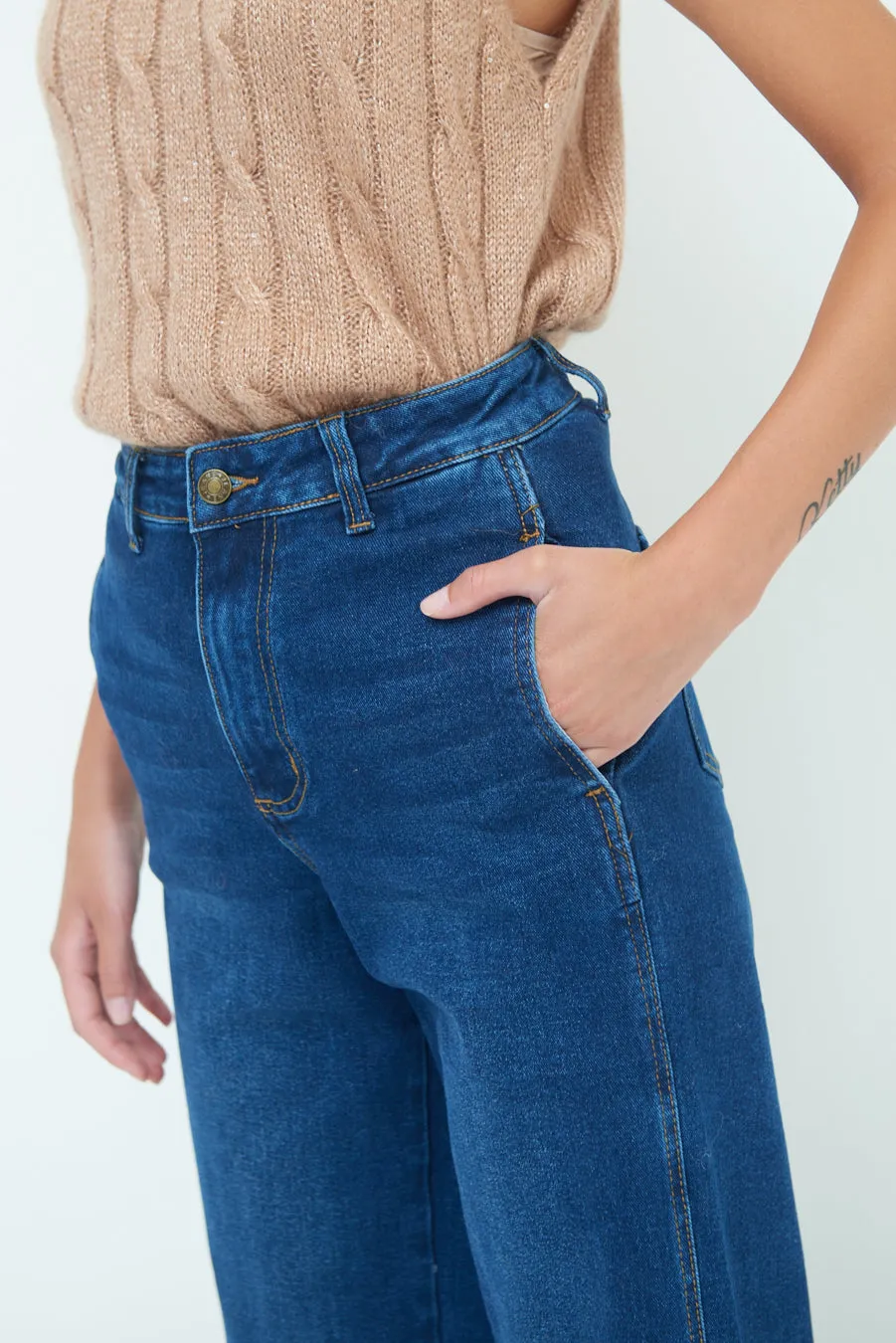 Classic high-waist wide-leg jeans wholesale