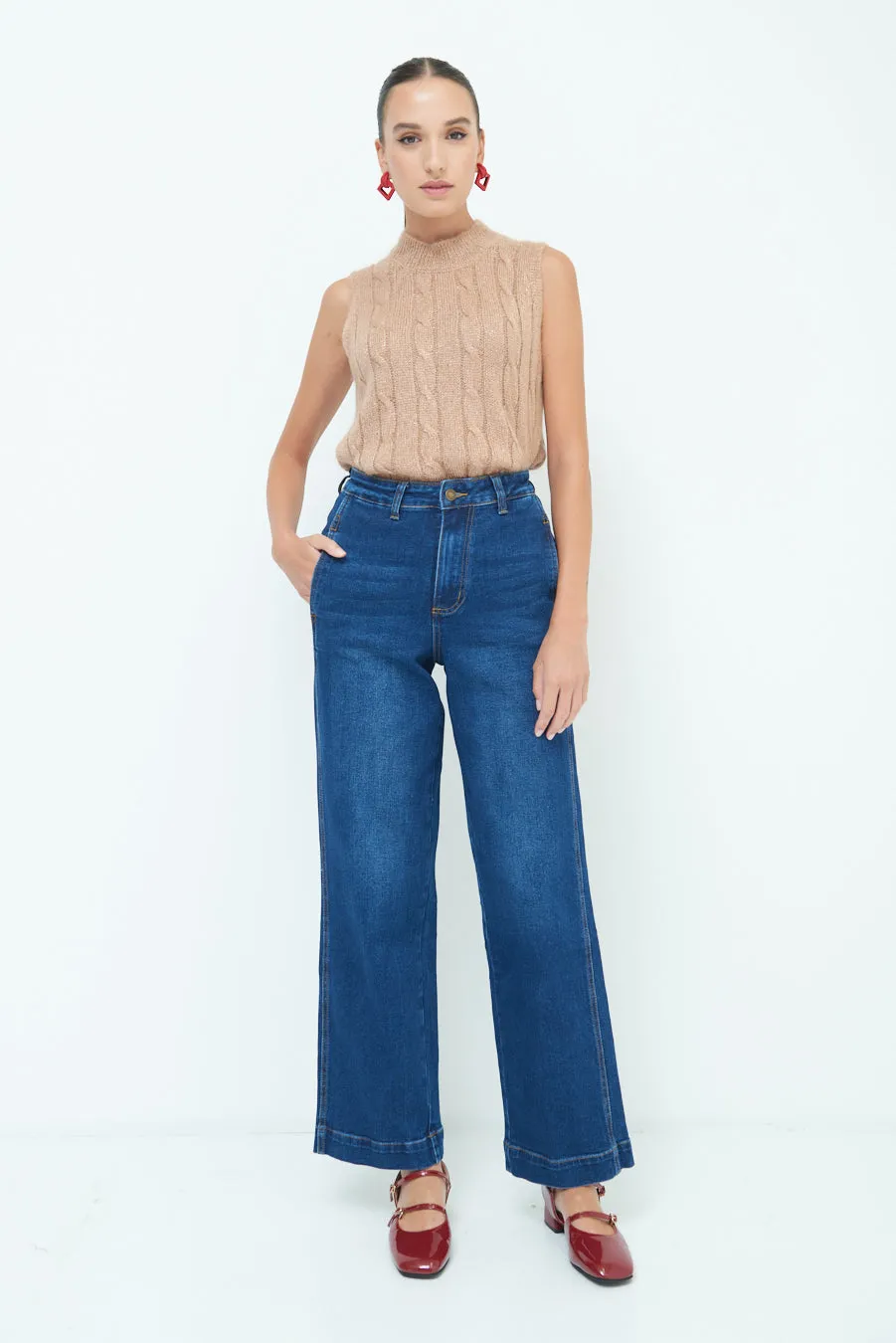 Classic high-waist wide-leg jeans wholesale