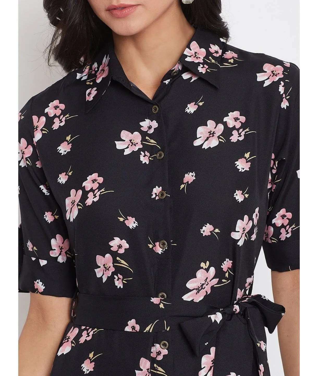 Collar Buttoned Down Shirt Maxi Dress