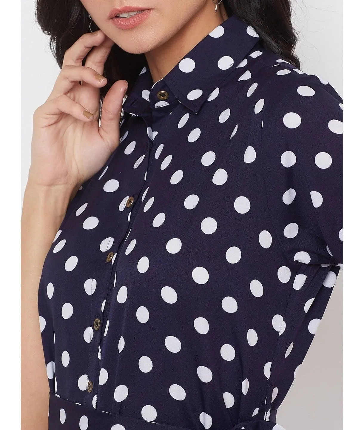 Collar Buttoned Down Shirt Maxi Dress