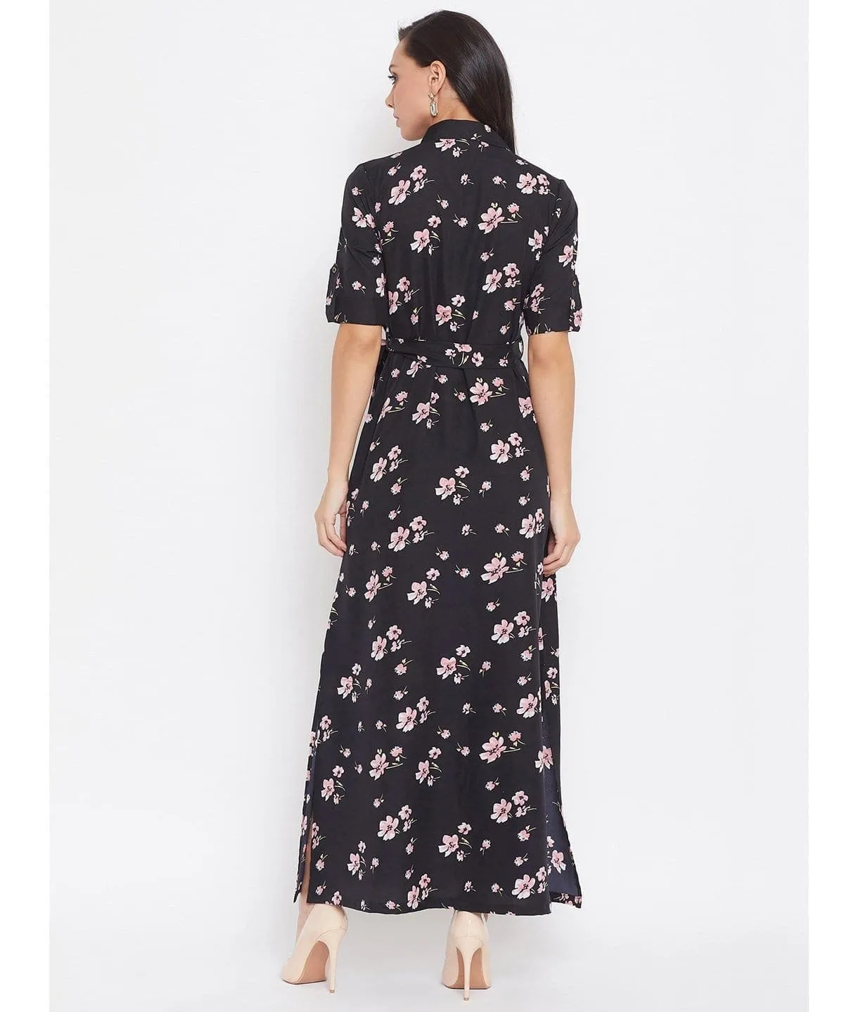 Collar Buttoned Down Shirt Maxi Dress
