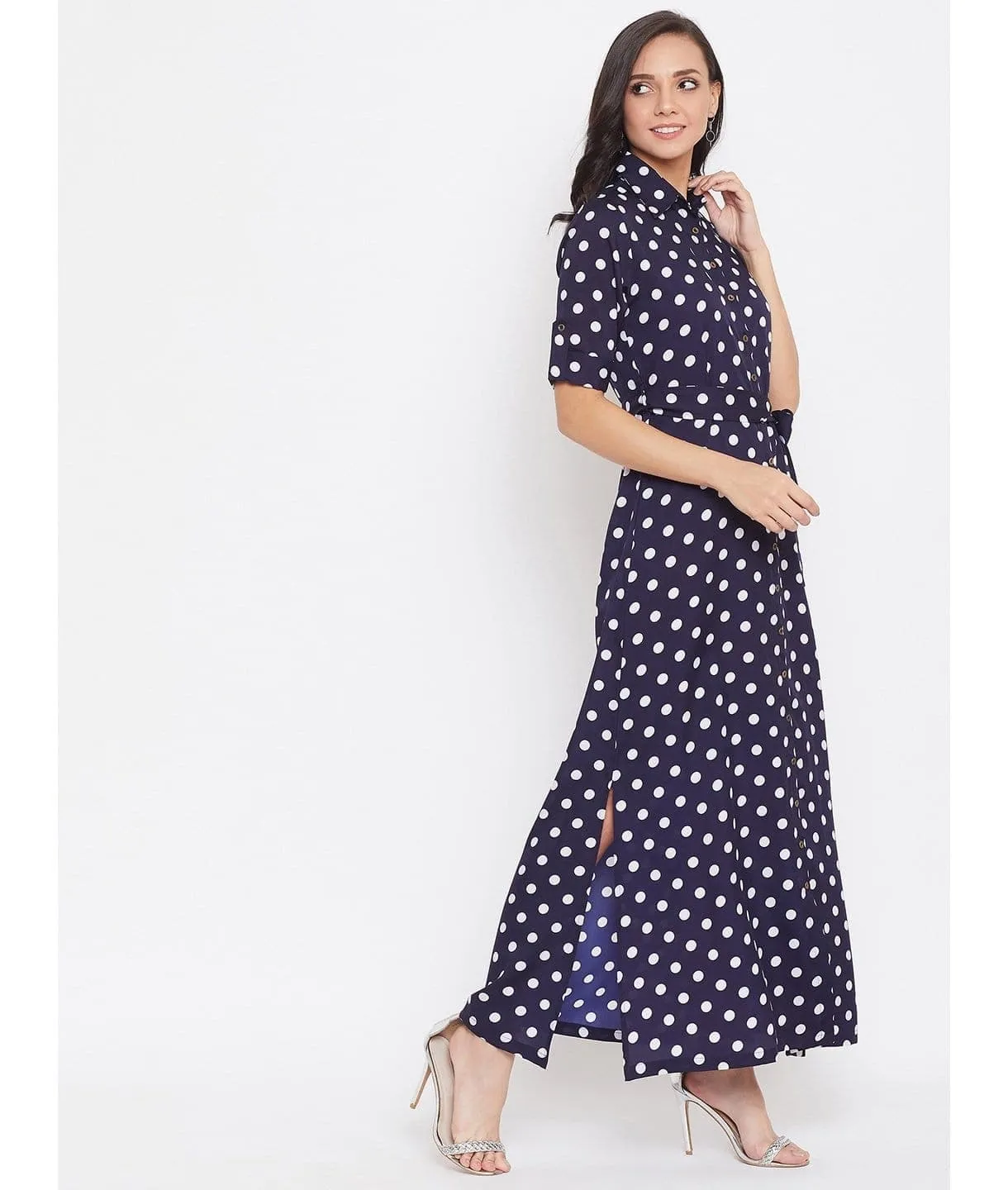 Collar Buttoned Down Shirt Maxi Dress