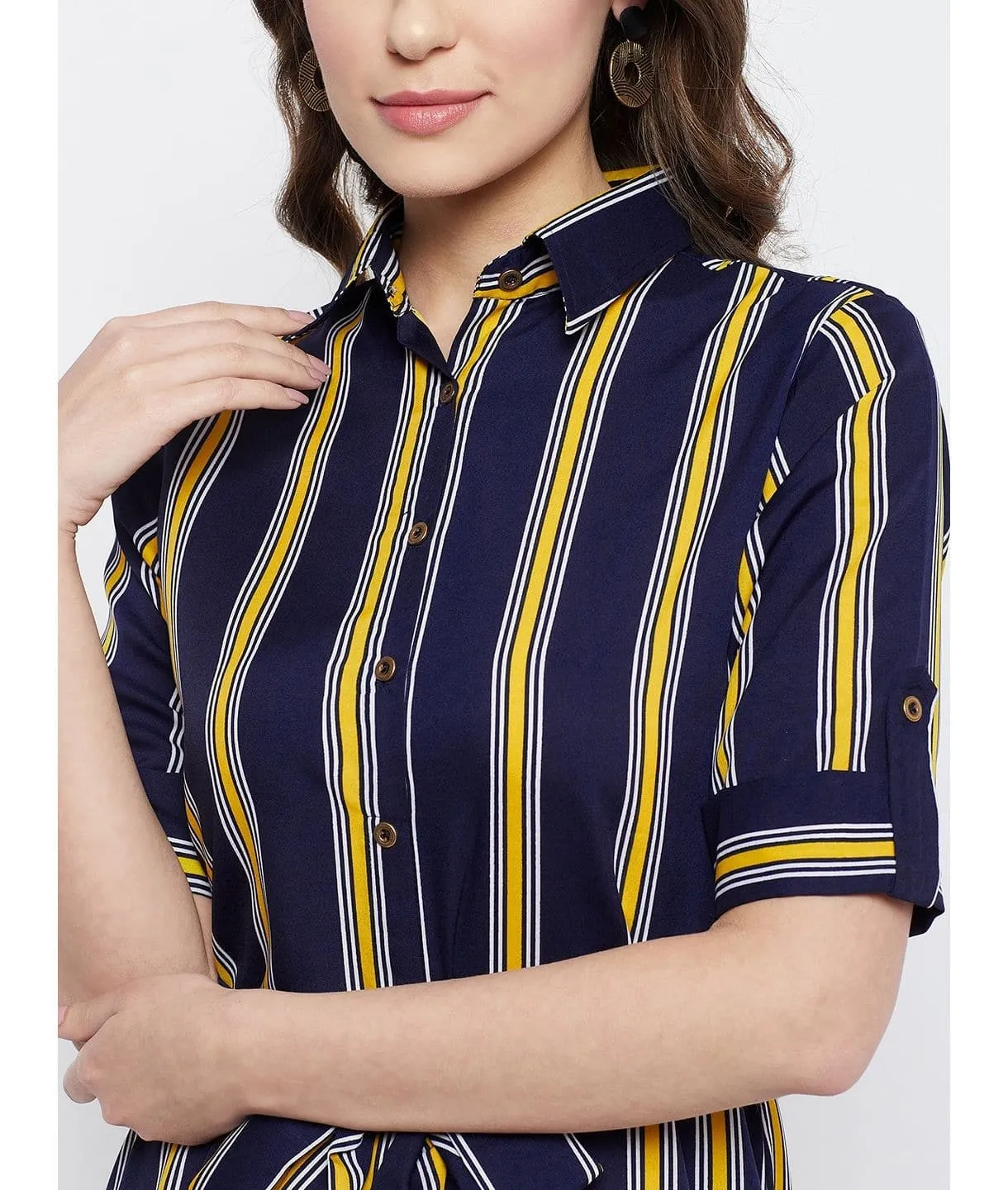 Collar Buttoned Down Shirt Maxi Dress