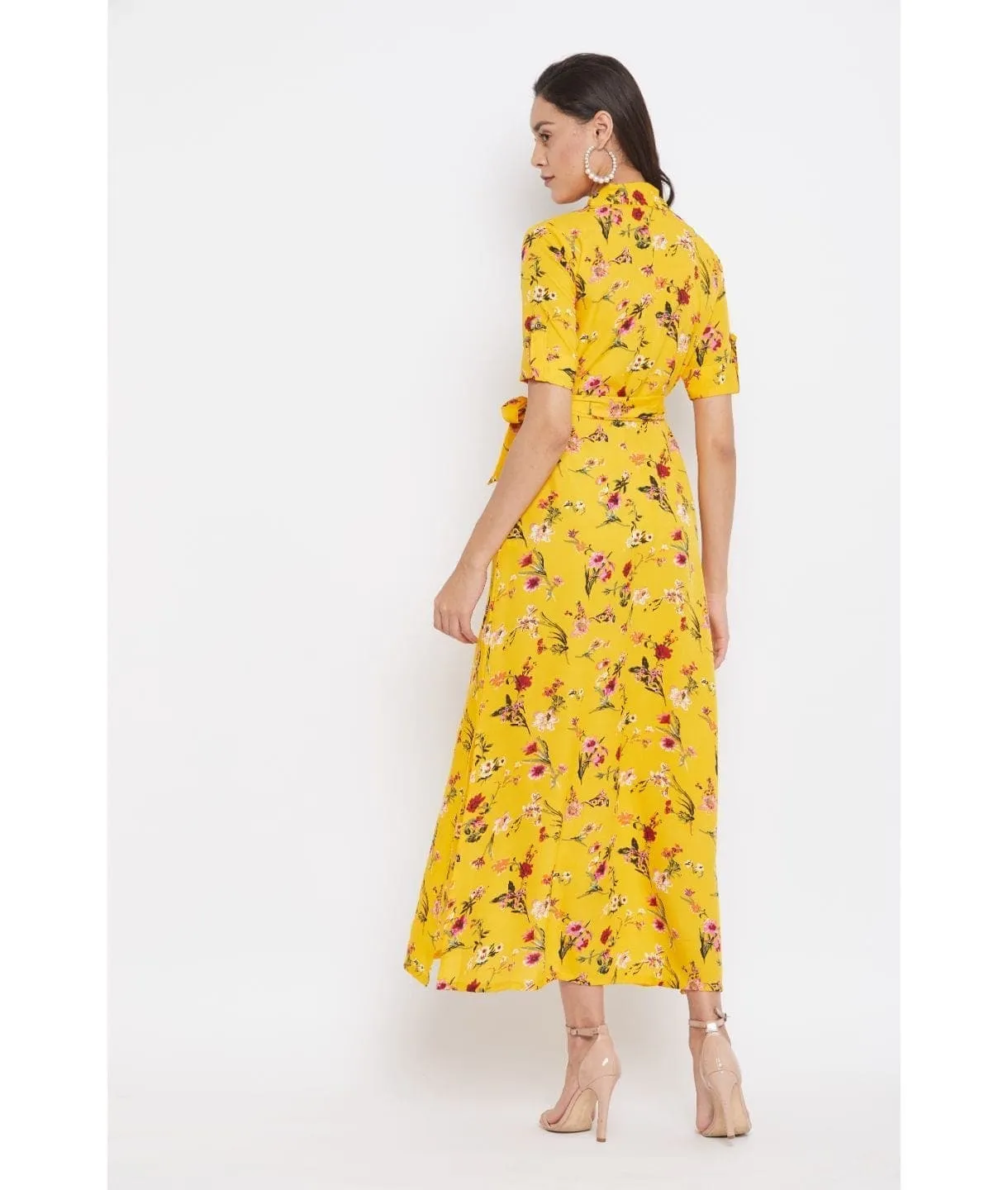 Collar Buttoned Down Shirt Maxi Dress