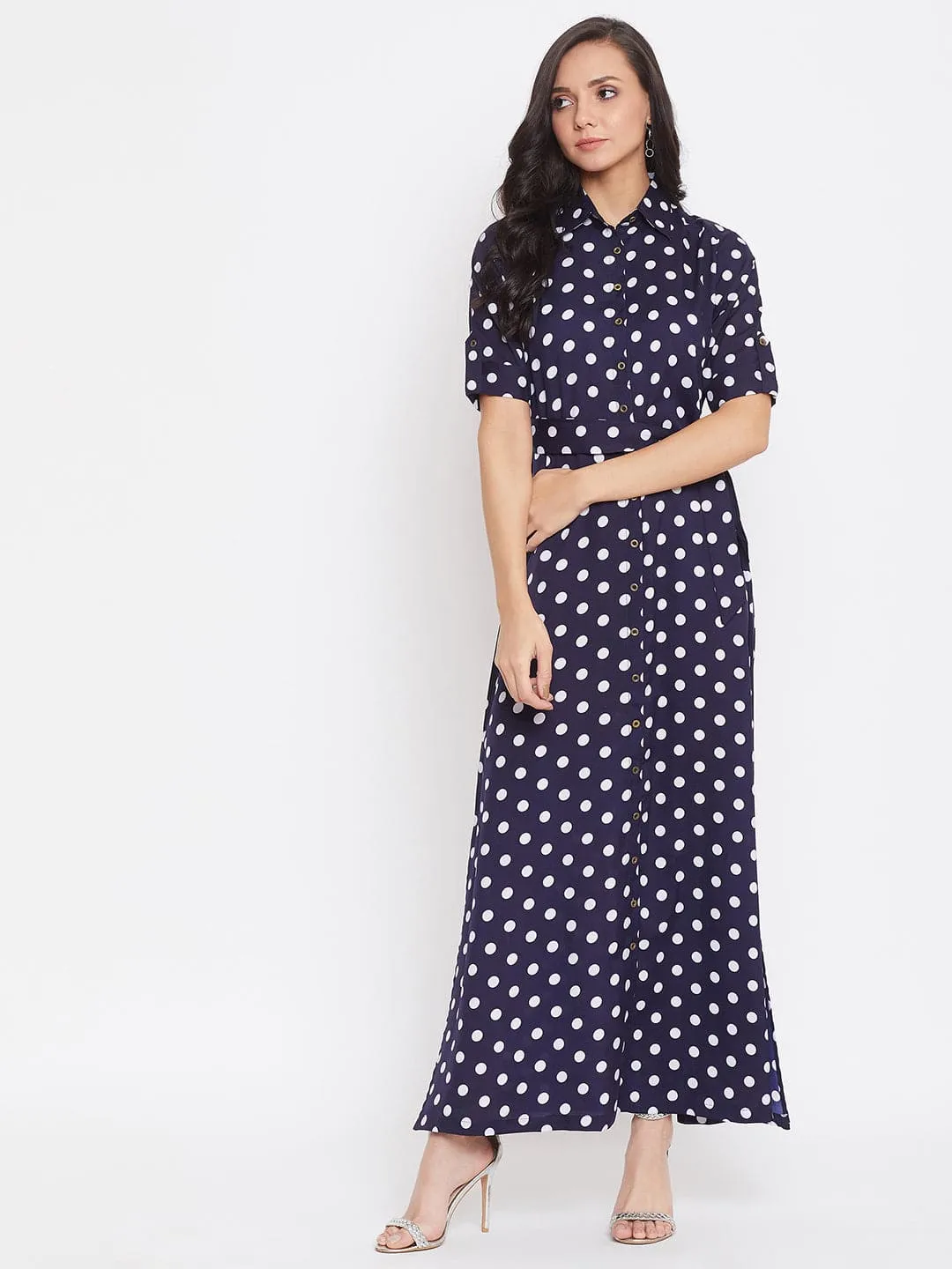 Collar Buttoned Down Shirt Maxi Dress