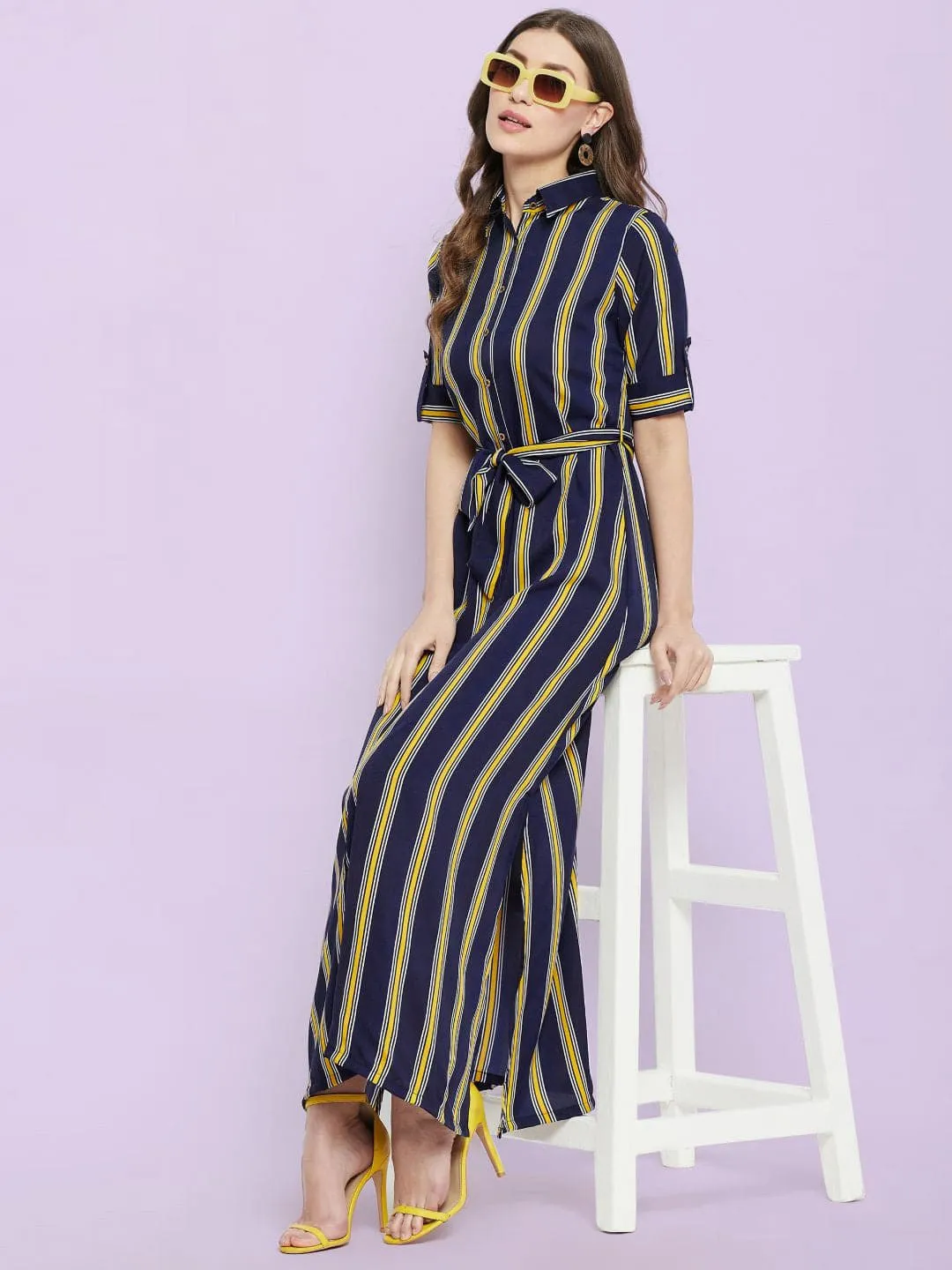 Collar Buttoned Down Shirt Maxi Dress