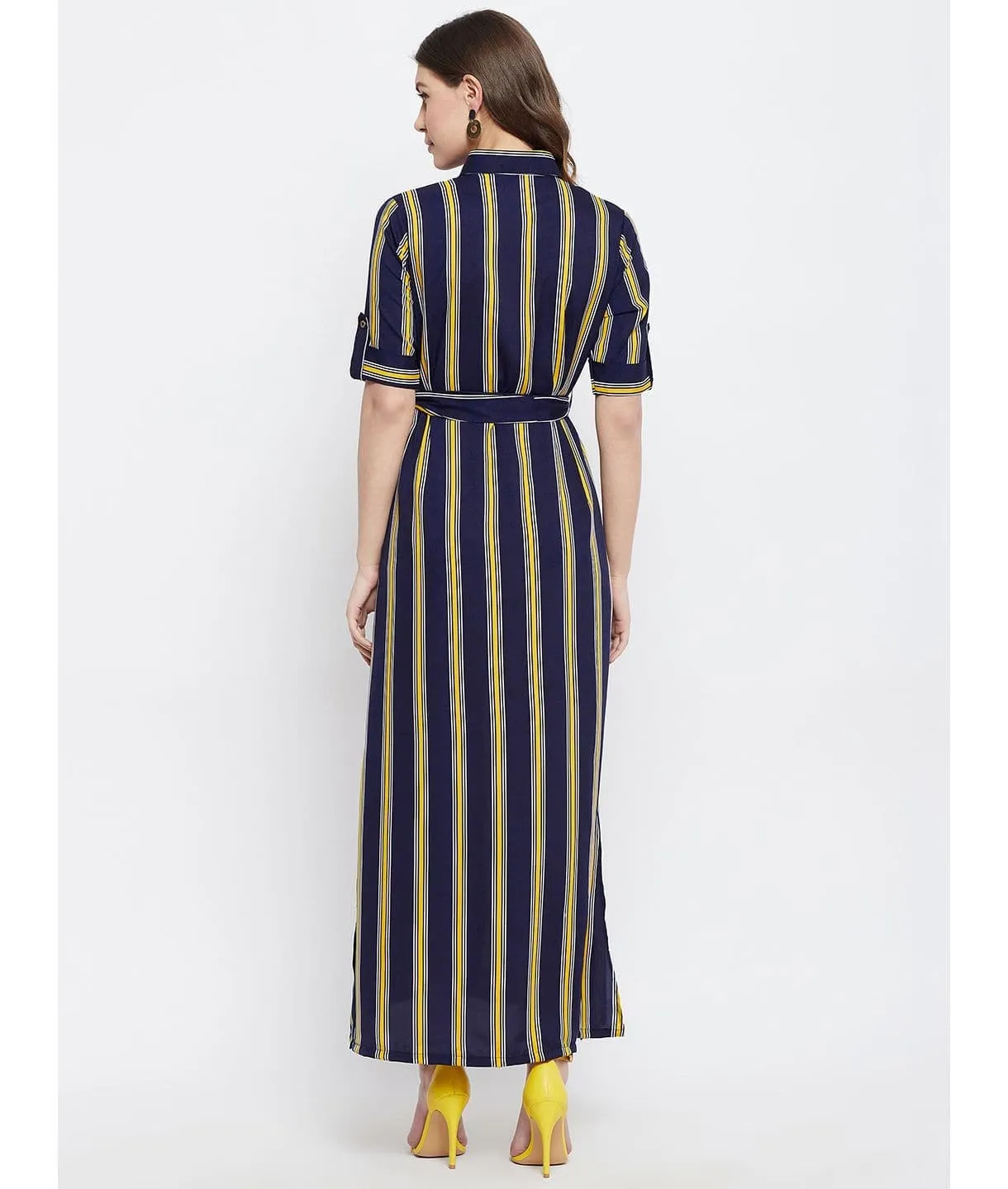 Collar Buttoned Down Shirt Maxi Dress