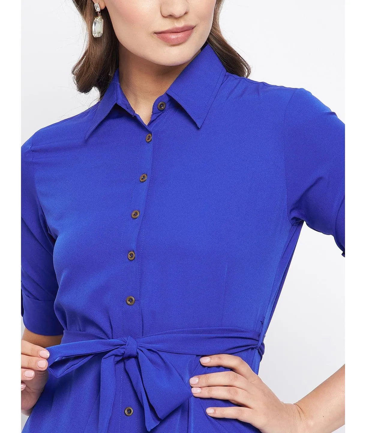 Collar Buttoned Down Shirt Maxi Dress
