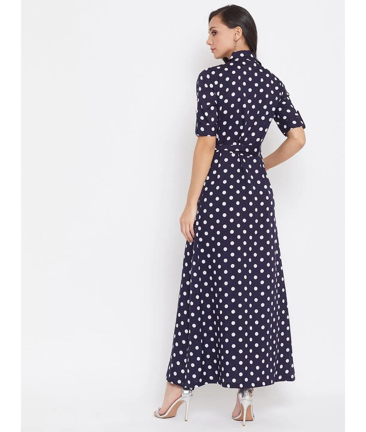 Collar Buttoned Down Shirt Maxi Dress