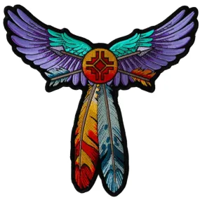 Daniel Smart Feathers with Wings Embroidered Iron on Patch, 10 x 9.8 inches