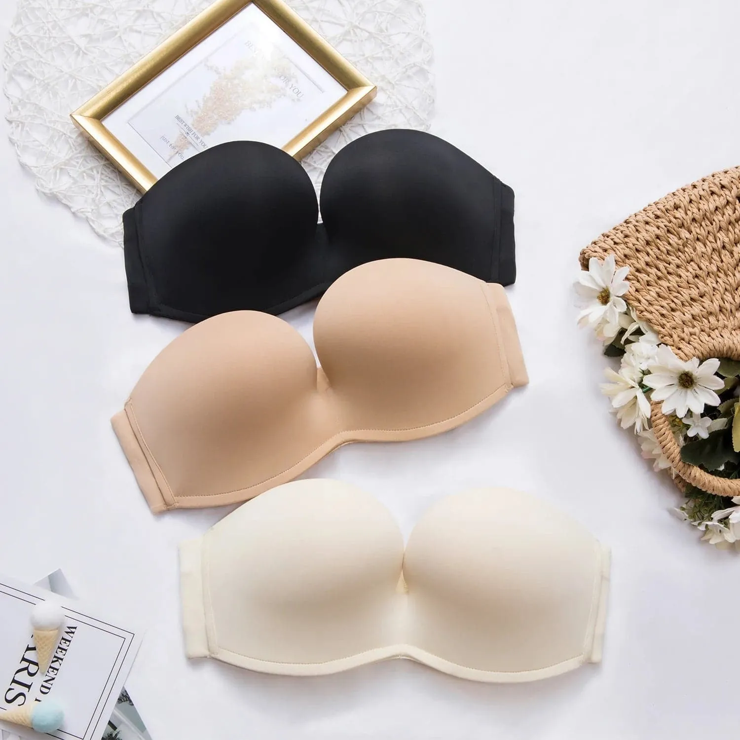 Delimira Seamless Silicone Bands Strapless Bra Plus Size
