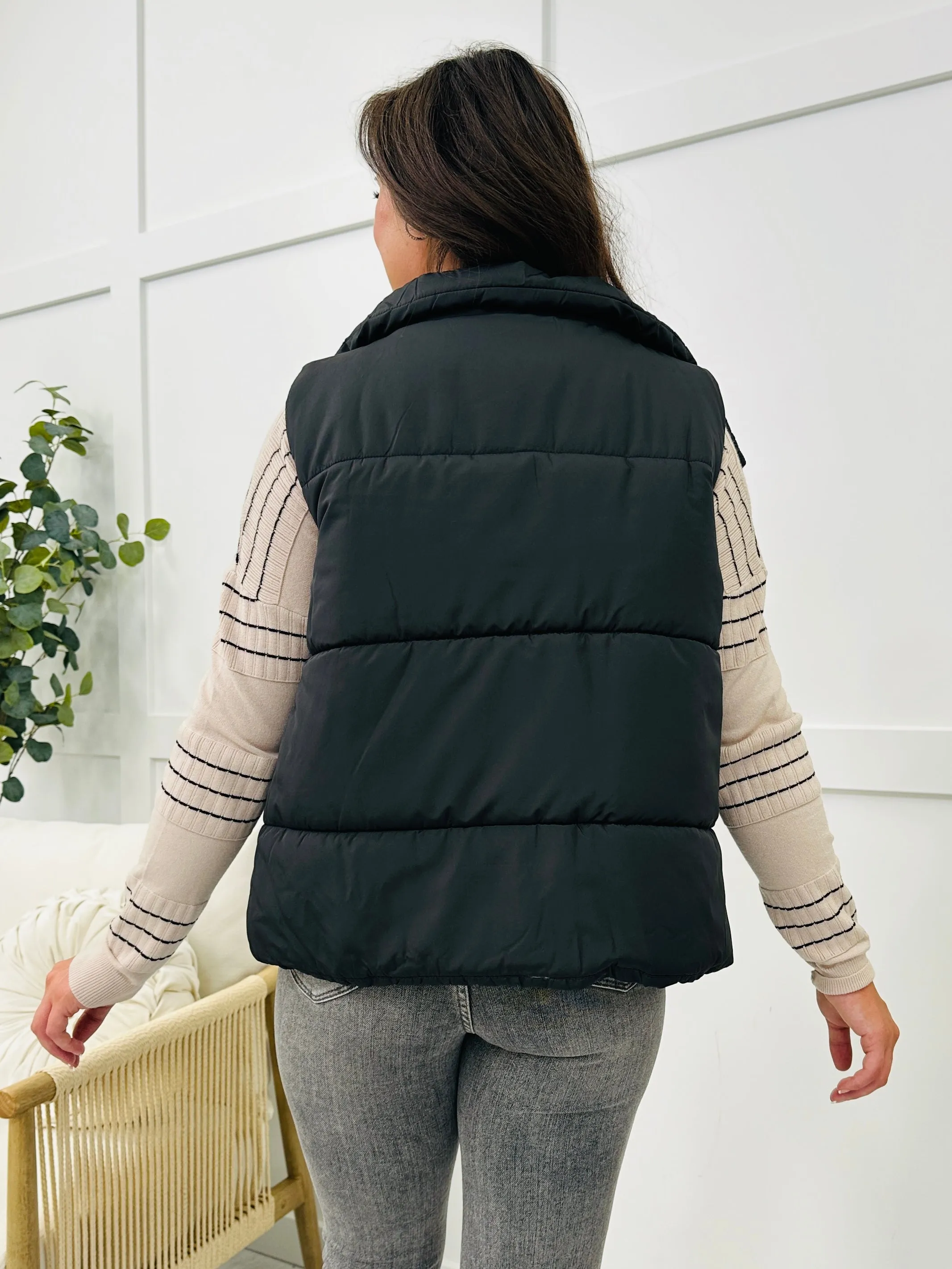 DOORBUSTER! REG/CURVY Staying Bundled Up Vest In Black