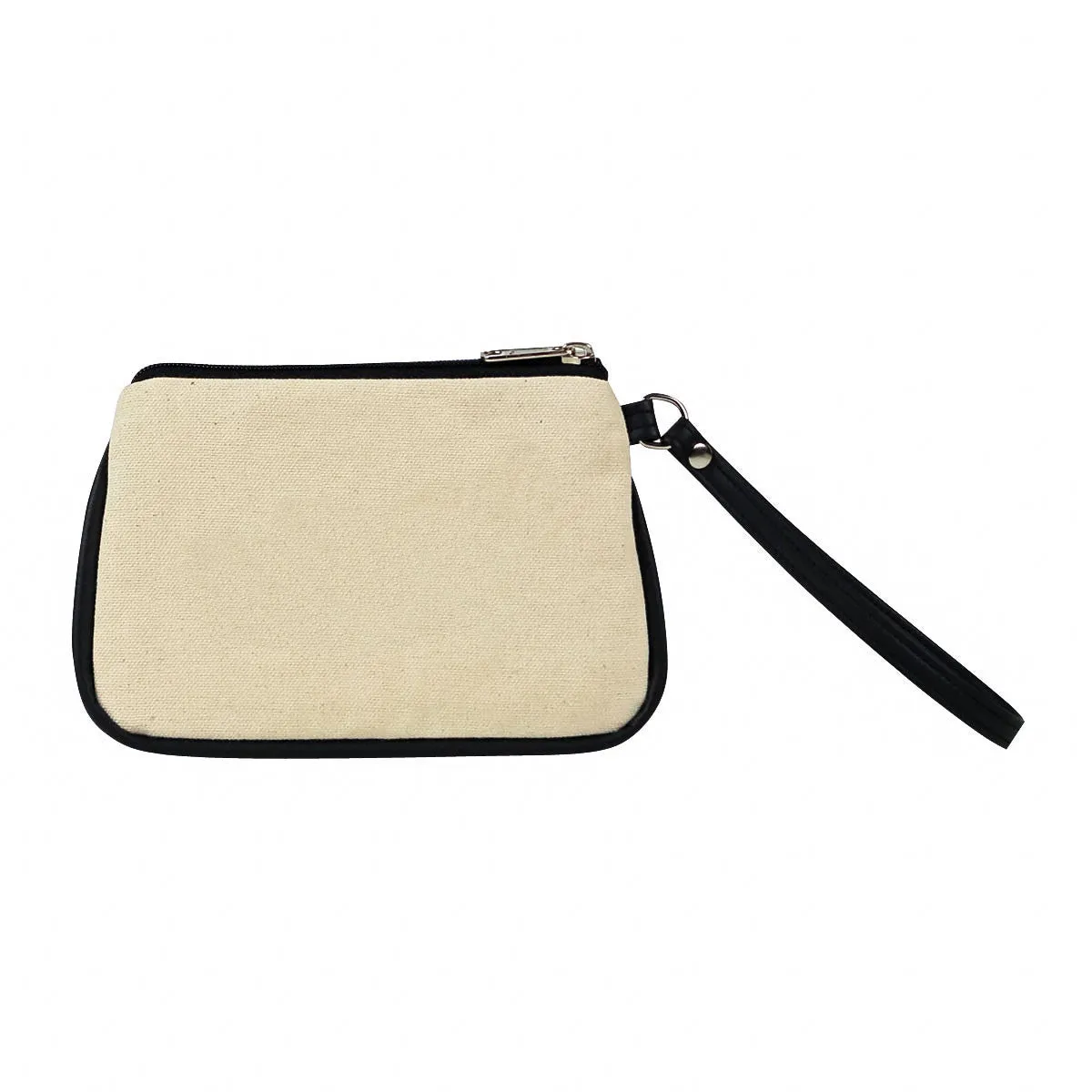 Embroidered Canvas Vegan Script Wristlet (Multicolored)
