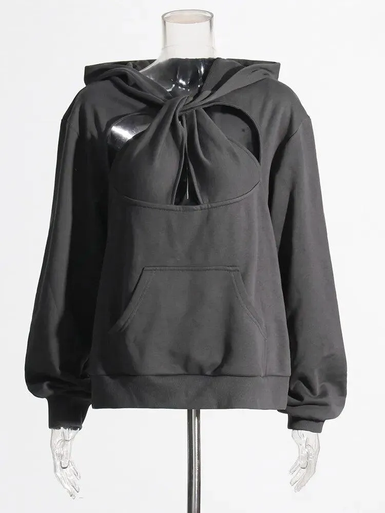 Emily Hollow Out Hooded Sweatshirt