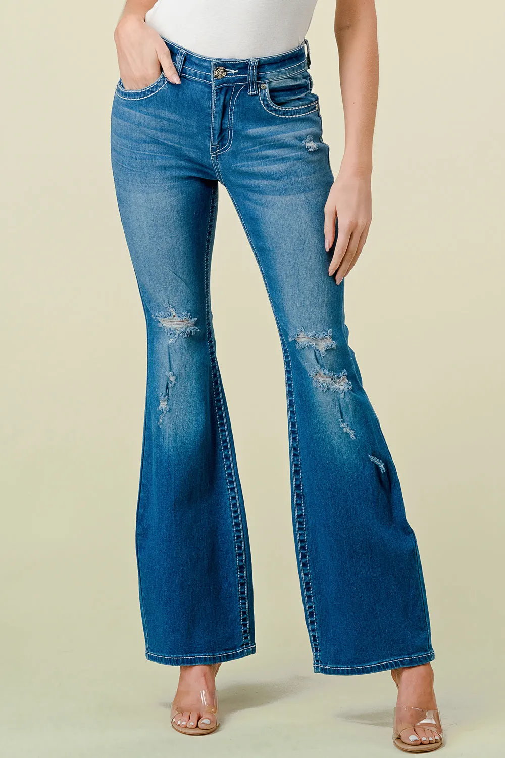 F-31 FLARE EMBROIDERED & EMBELLISHED WOMEN'S JEANS