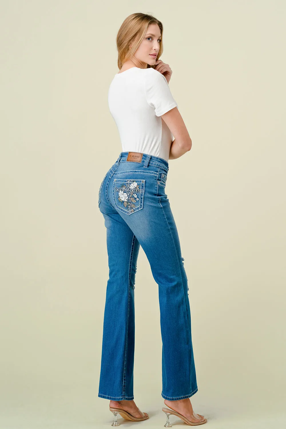 F-31 FLARE EMBROIDERED & EMBELLISHED WOMEN'S JEANS
