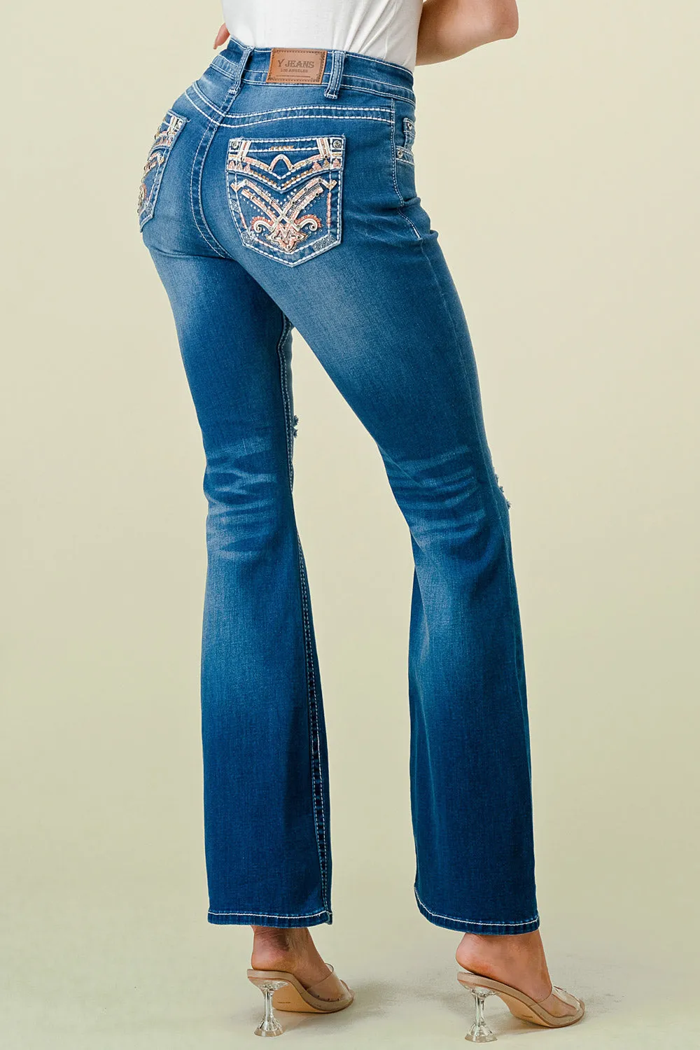 F-66 FLARE EMBROIDERED & EMBELLISHED WOMEN'S JEANS