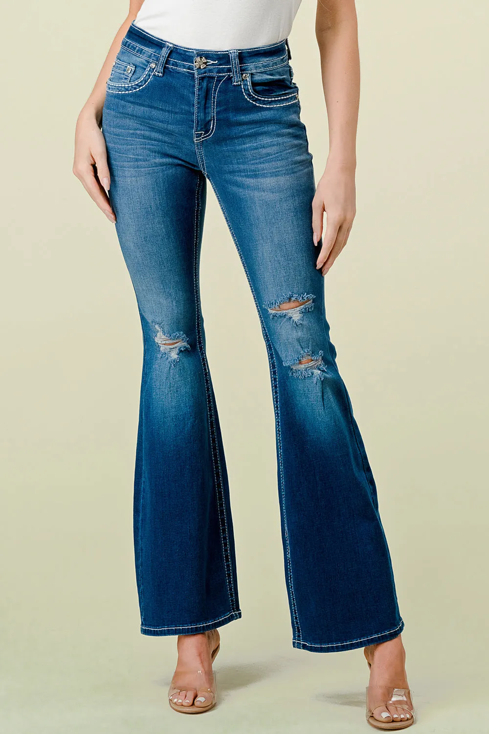 F-66 FLARE EMBROIDERED & EMBELLISHED WOMEN'S JEANS