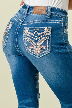 F-66 FLARE EMBROIDERED & EMBELLISHED WOMEN'S JEANS