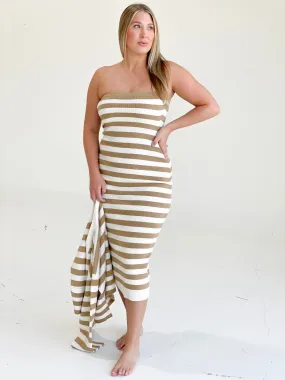 Falling For Nantucket Midi Dress - Khaki
