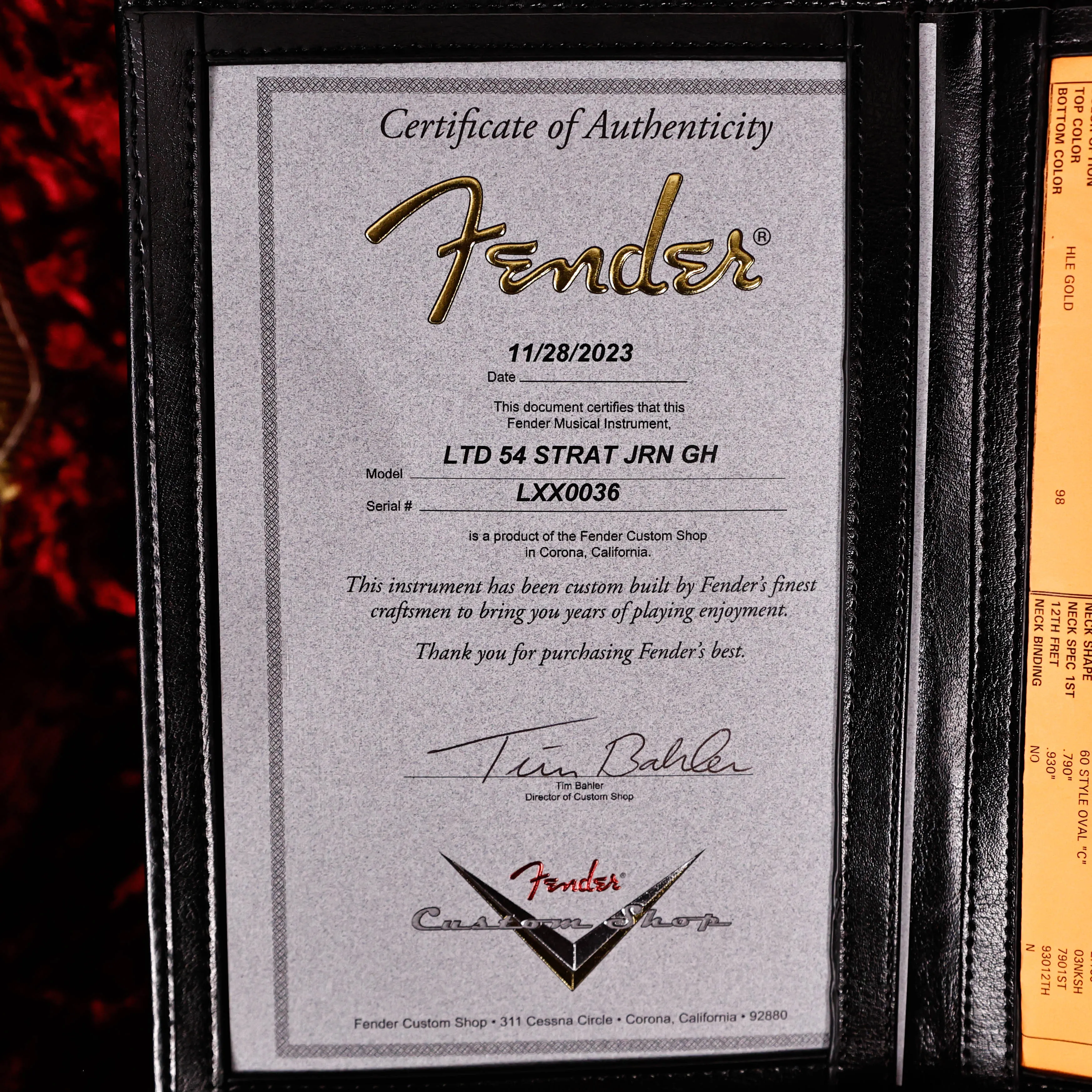 Fender Custom Shop LTD 54' Stratocaster Journeyman, Haynes Limited Edition Gold 8lbs 1.5oz