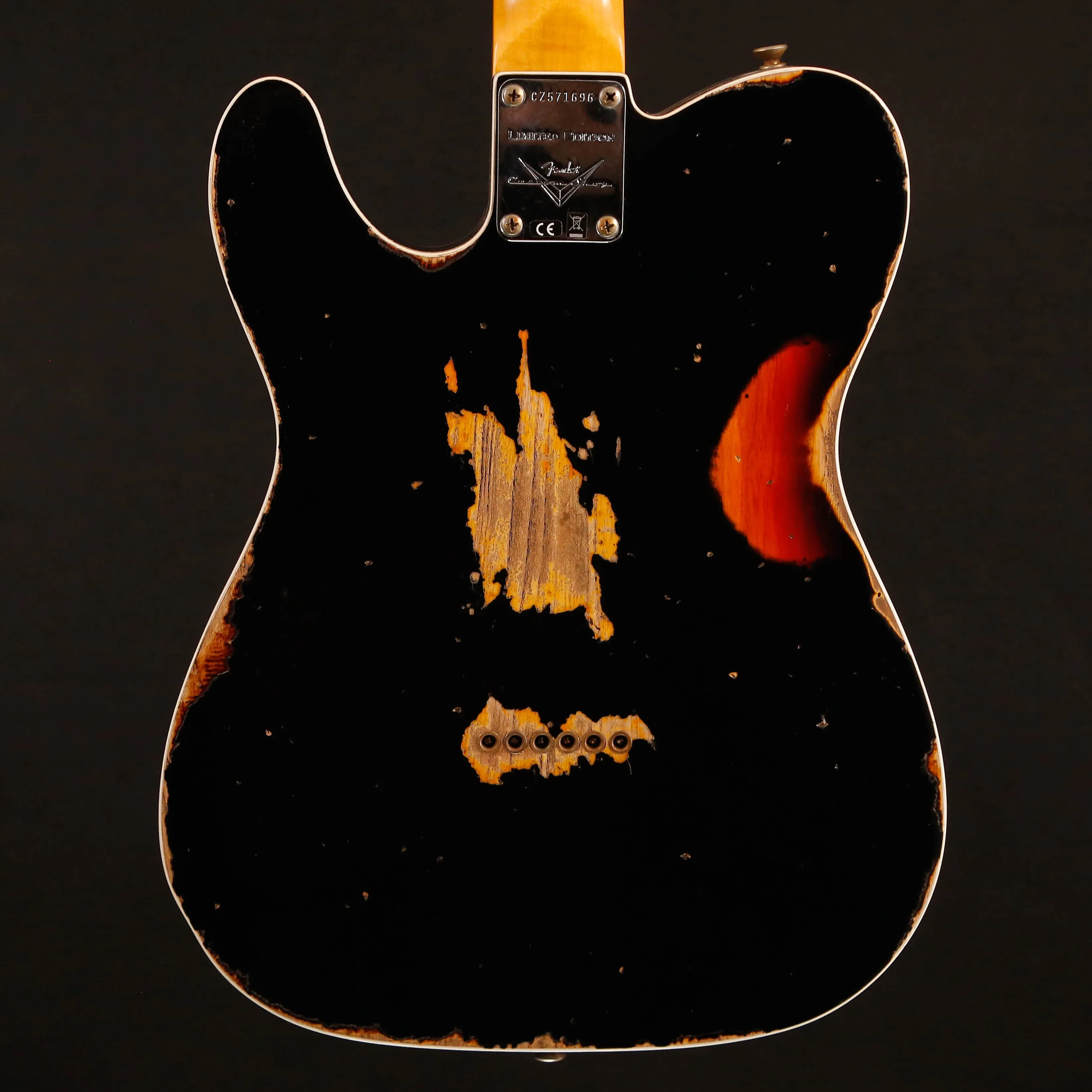 Fender Custom Shop LTD 65 Telecaster Custom Hvy Relic, Black/3-color SB 7lbs 10.9oz