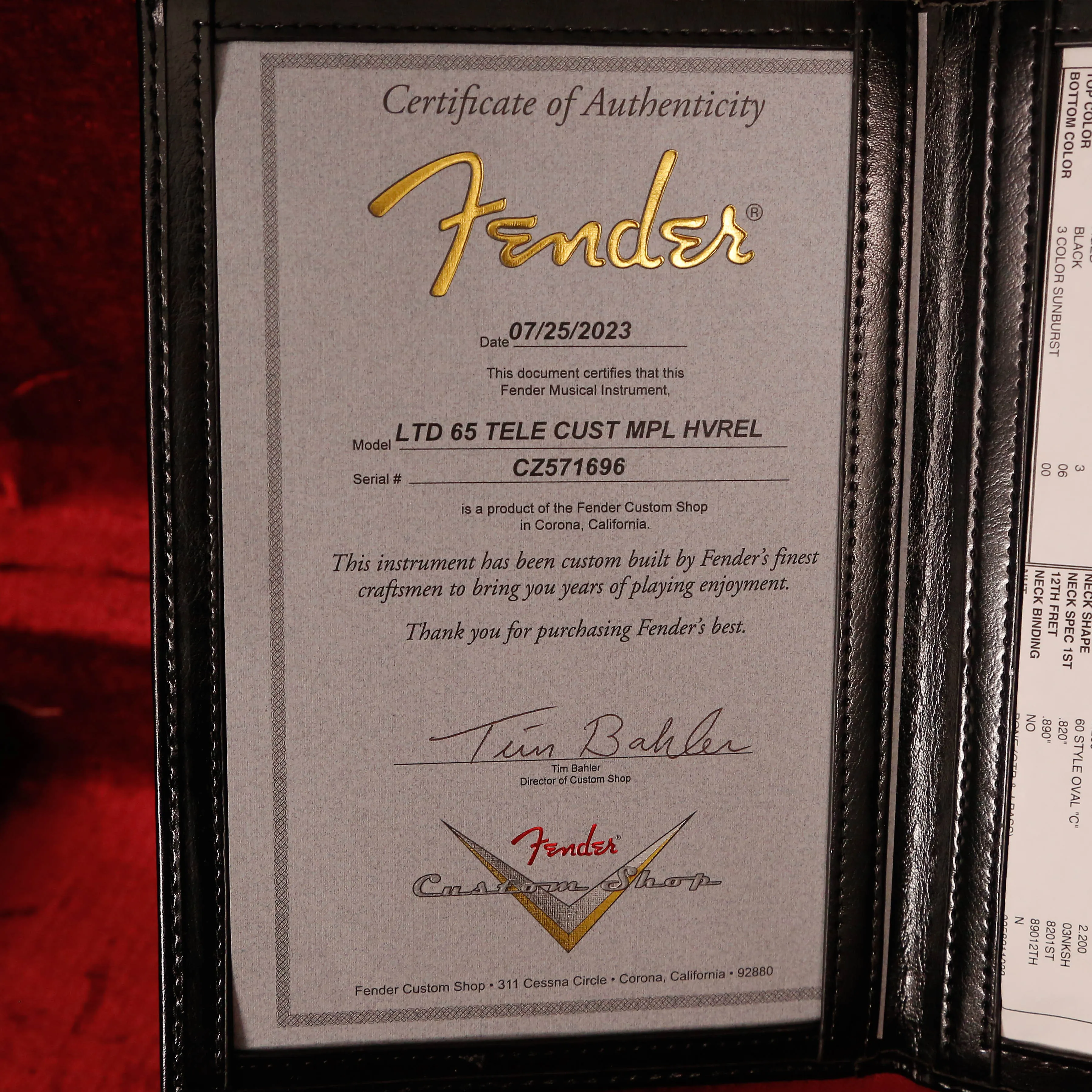 Fender Custom Shop LTD 65 Telecaster Custom Hvy Relic, Black/3-color SB 7lbs 10.9oz