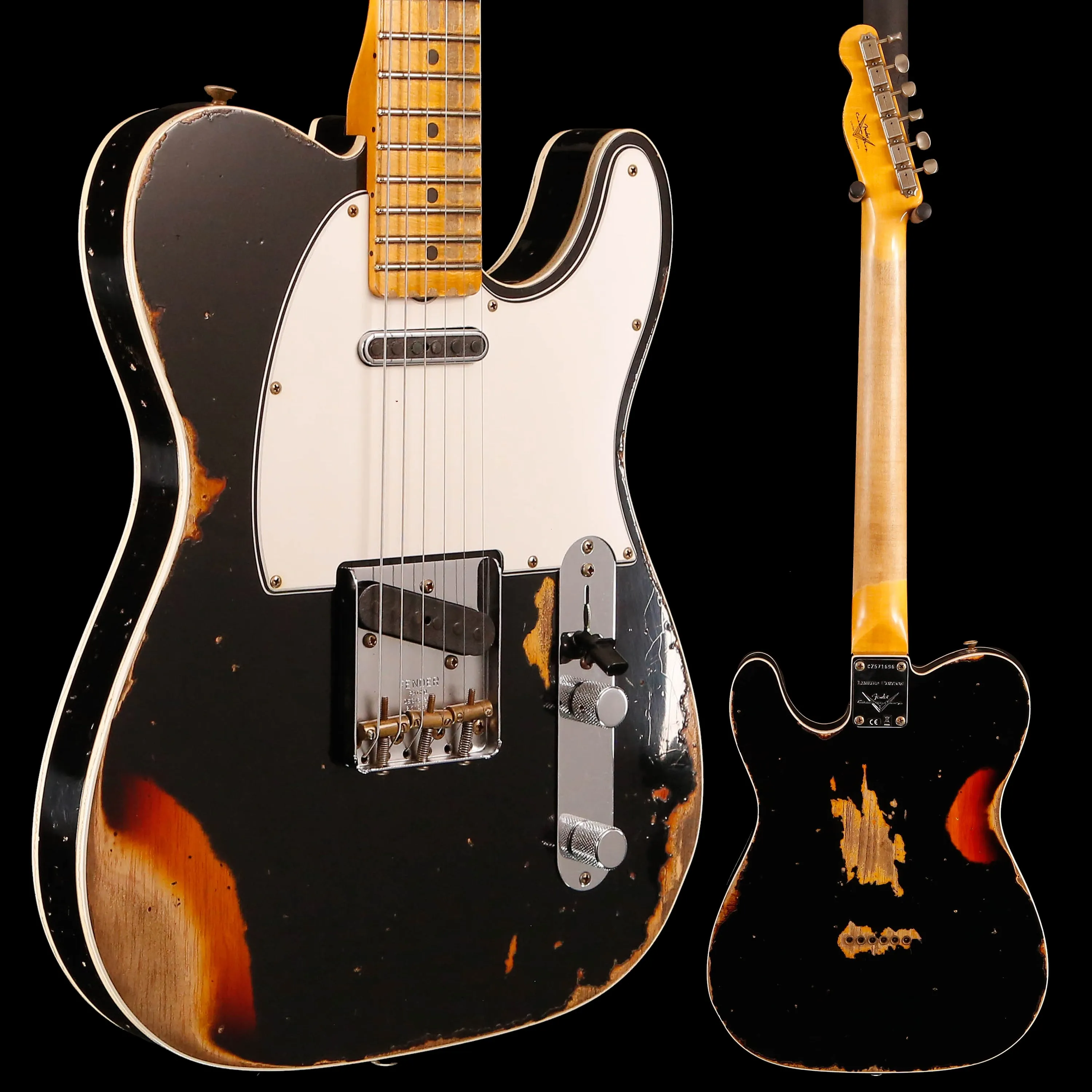 Fender Custom Shop LTD 65 Telecaster Custom Hvy Relic, Black/3-color SB 7lbs 10.9oz