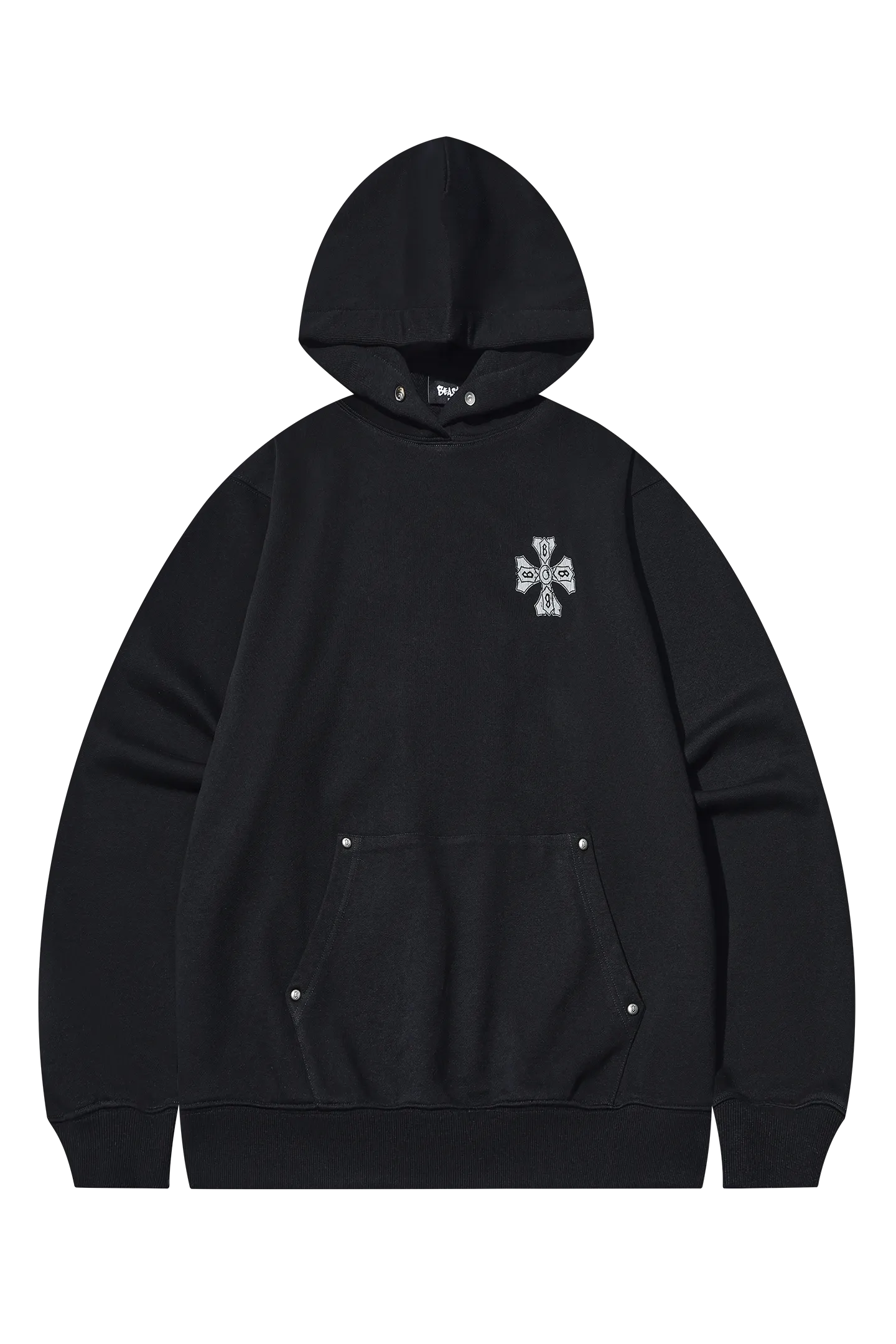 Flocked Heavy Cotton Hooded Knit Cardigan
