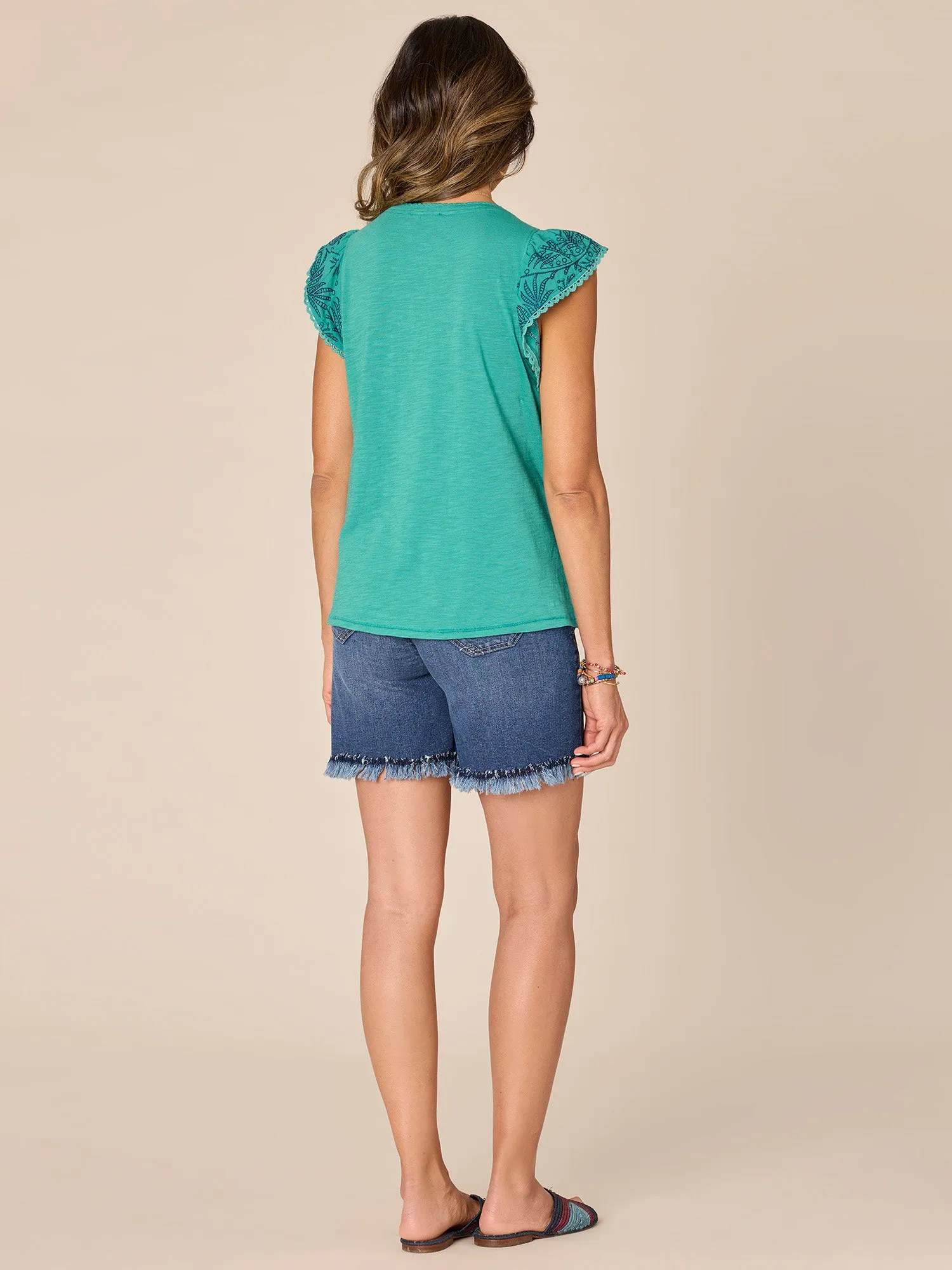 Flutter Cap Sleeve Sweetheart Neck Knit Top