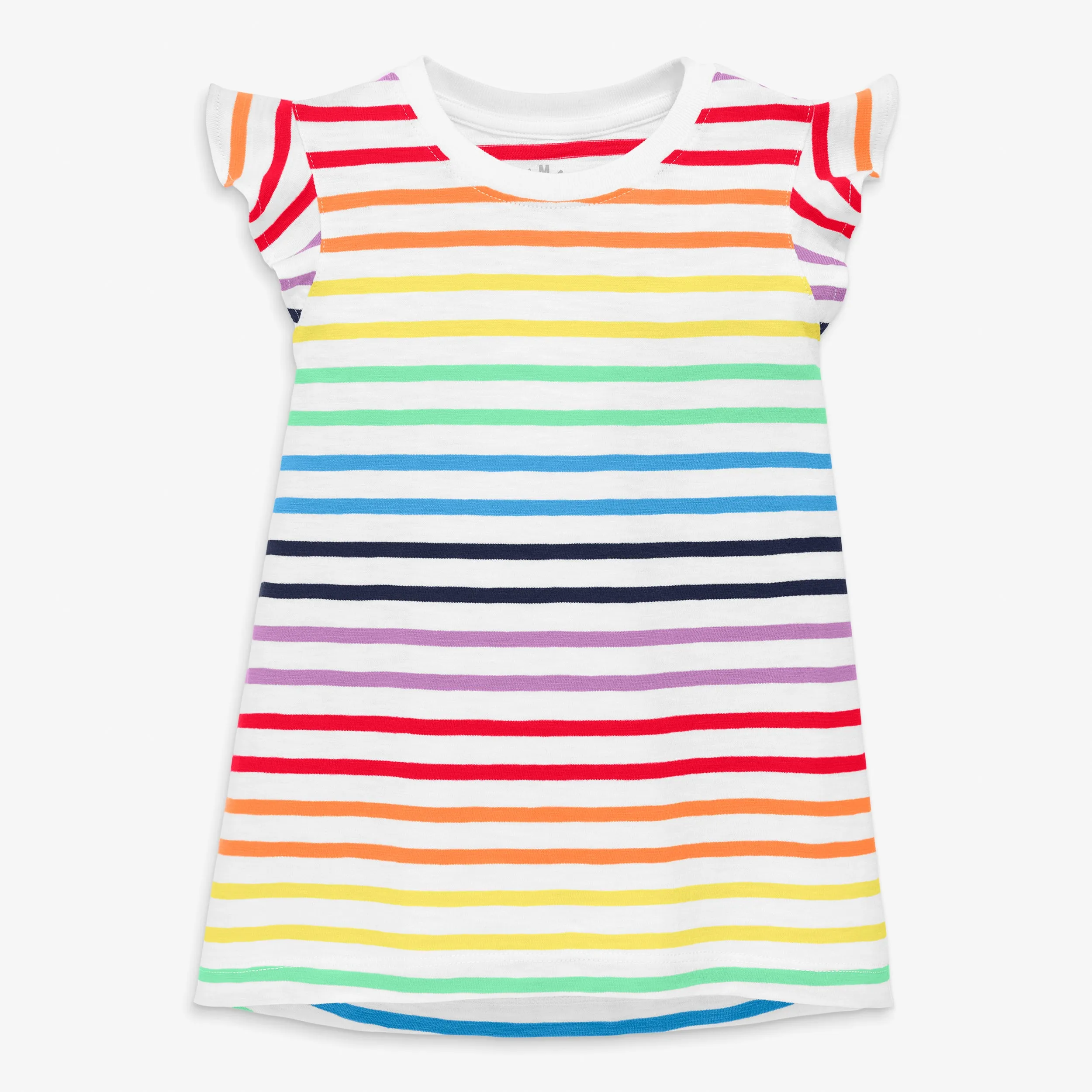Flutter sleeve tee in double rainbow stripe