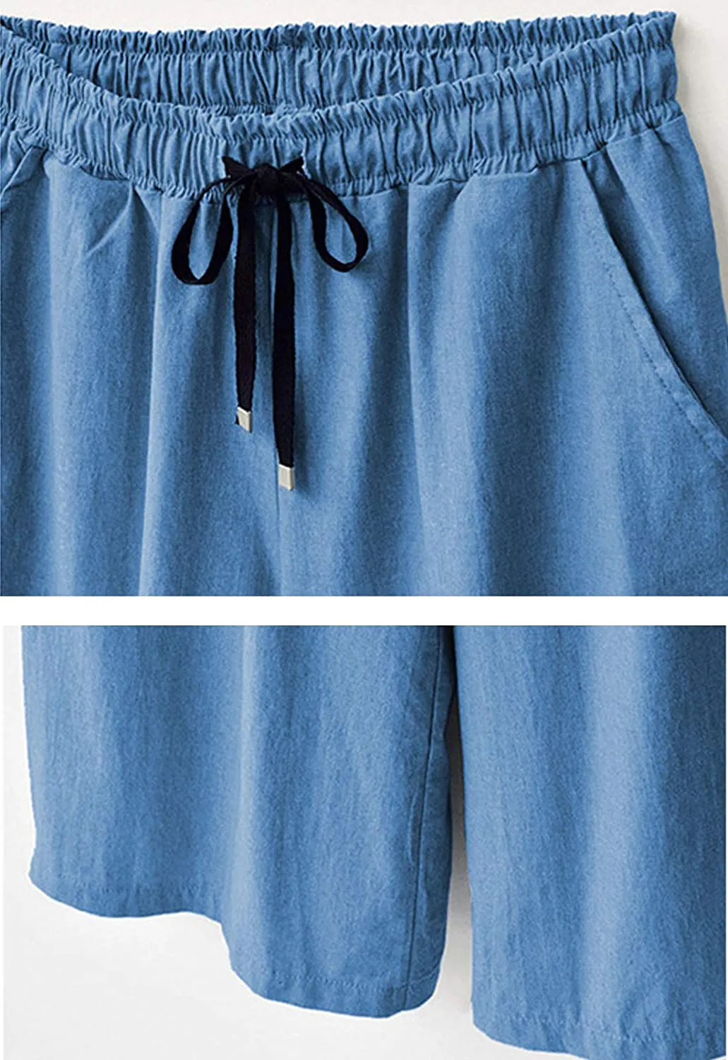 Flygo Womens Casual Loose Wide Leg Capri Jean