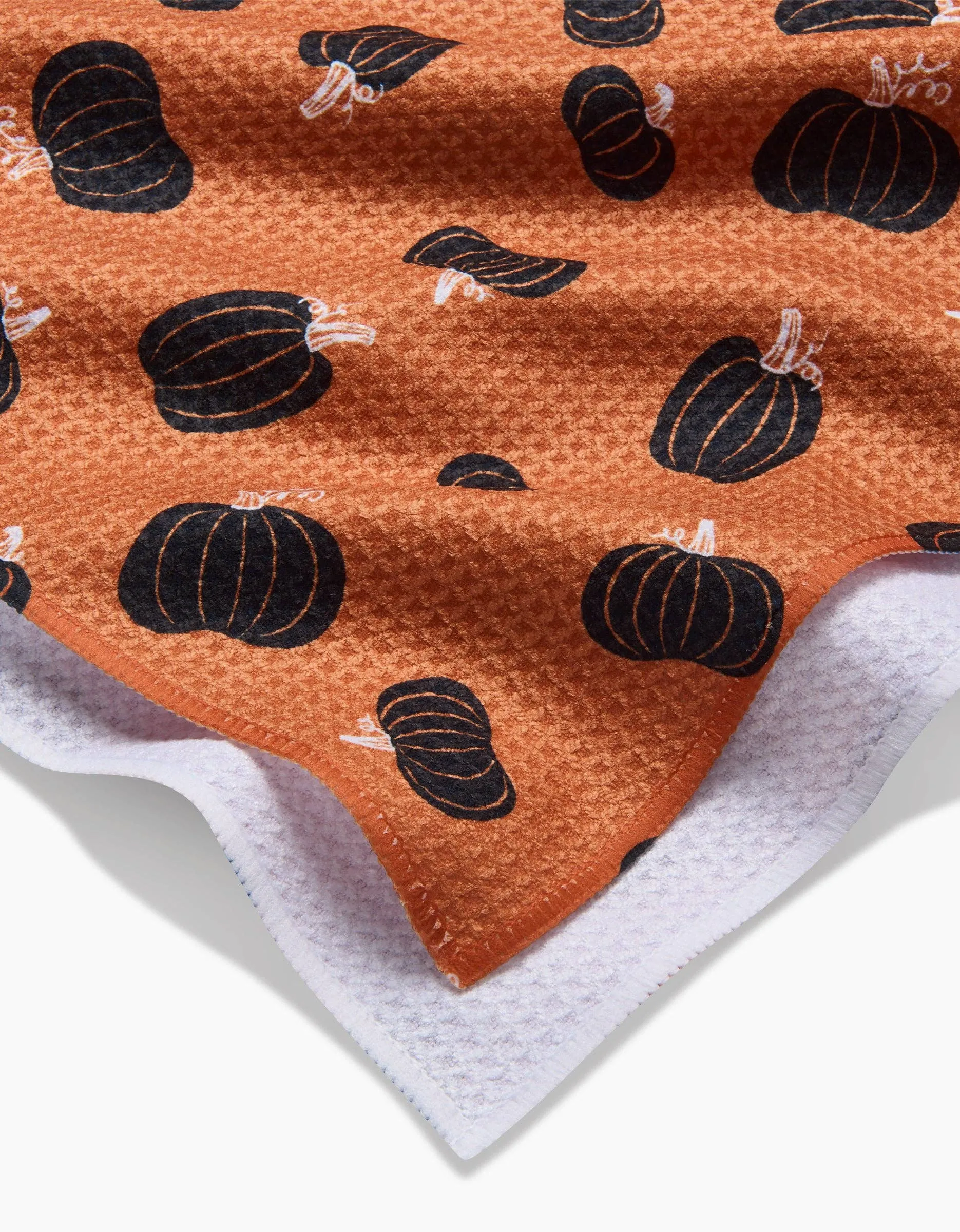 Geometry Halloween Black Pumpkins Tea Towel