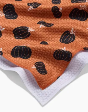 Geometry Halloween Black Pumpkins Tea Towel