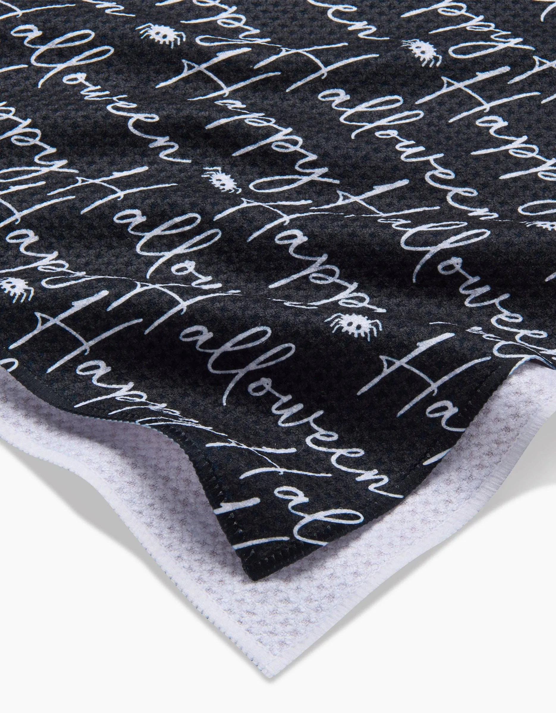 Geometry Halloween Script Black Tea Towel
