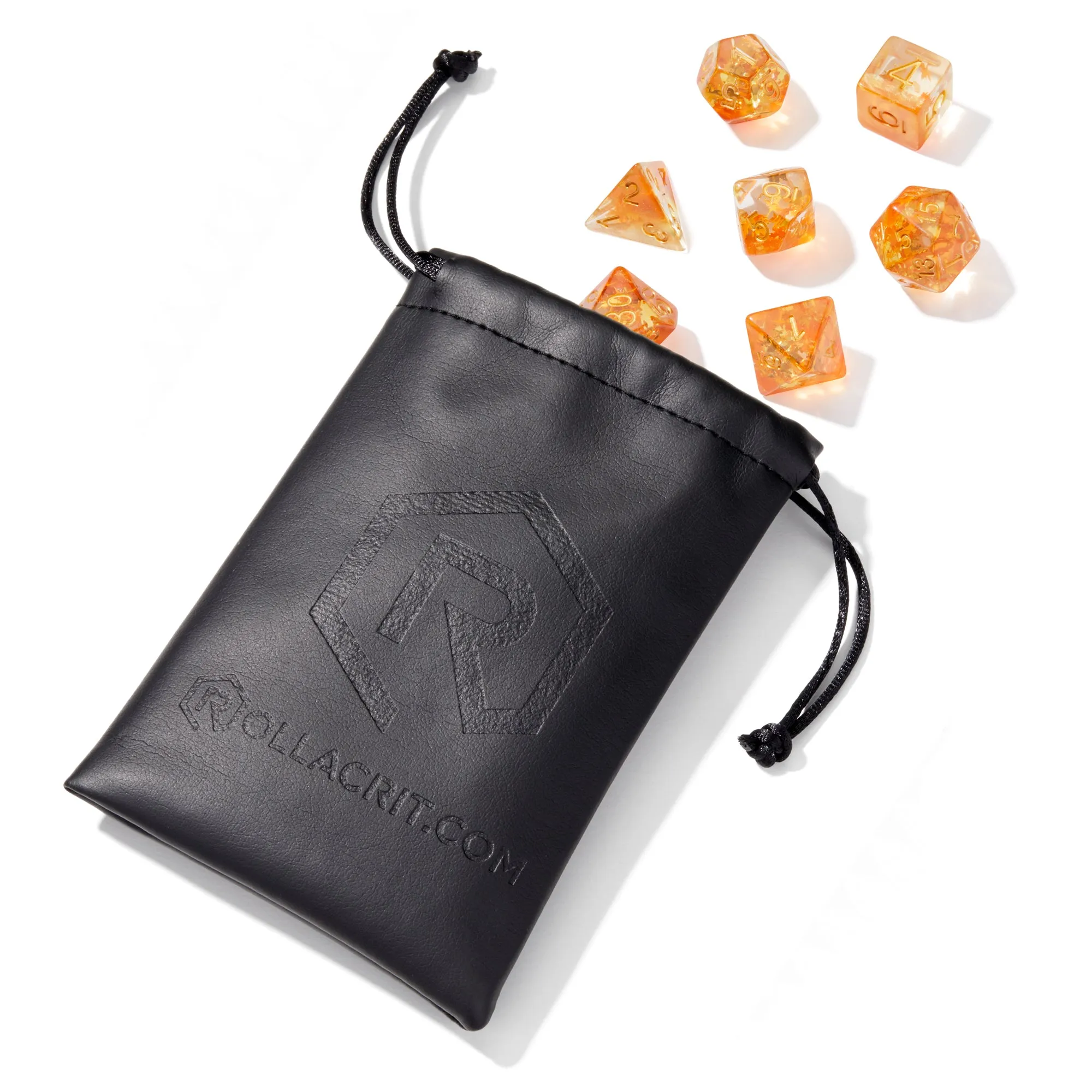 Golden Fall Leaves Fragment Filled Resin 7pc Dice Set