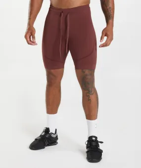 Gymshark 315 Seamless 1/2 Shorts - Cherry Brown/Athletic Maroon