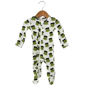 Halloween Monster Organic Waffle Ruffle Zip Footie