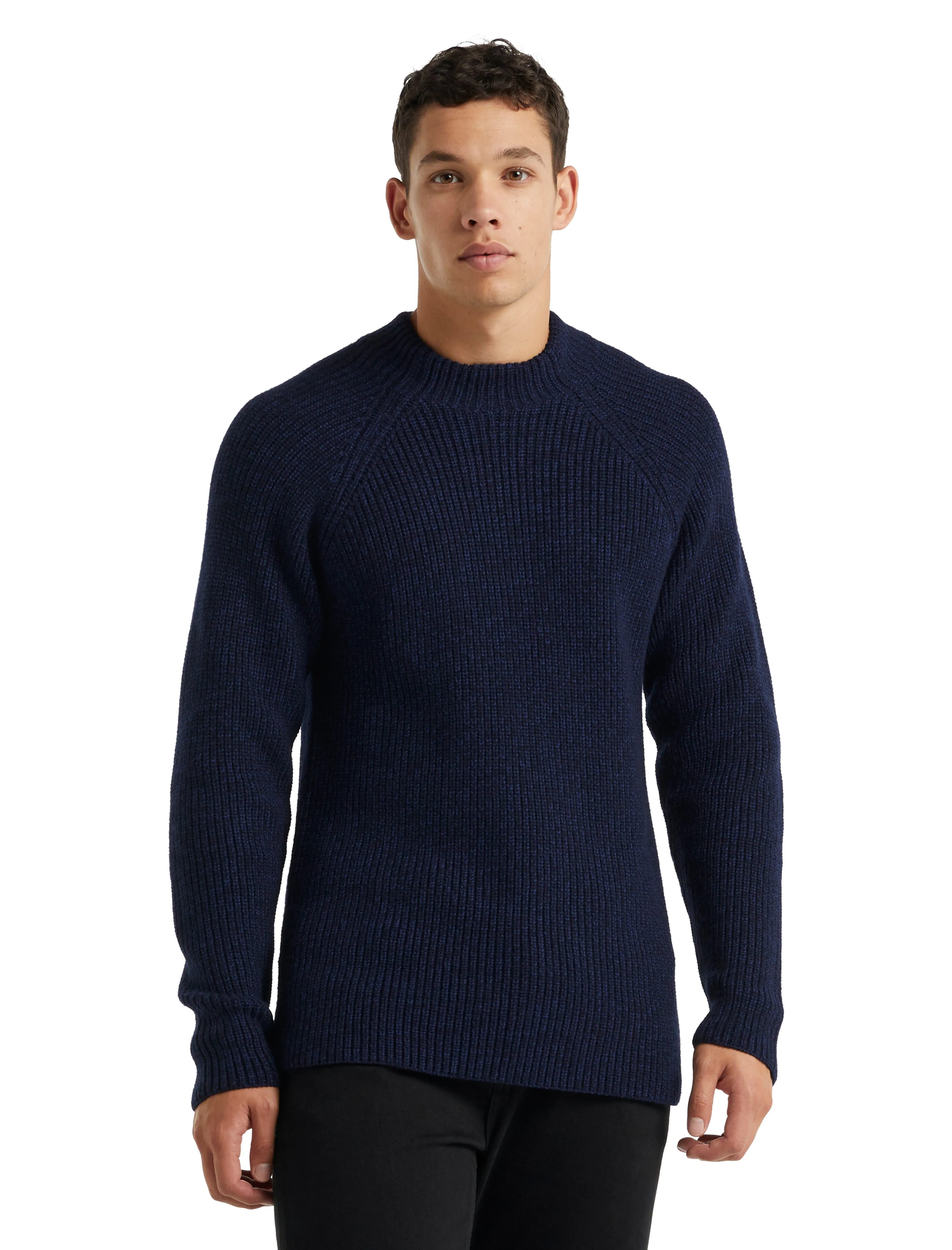 Icebreaker Hillock Funnel Neck Sweater (Men's) Midnight Navy/Royal Navy
