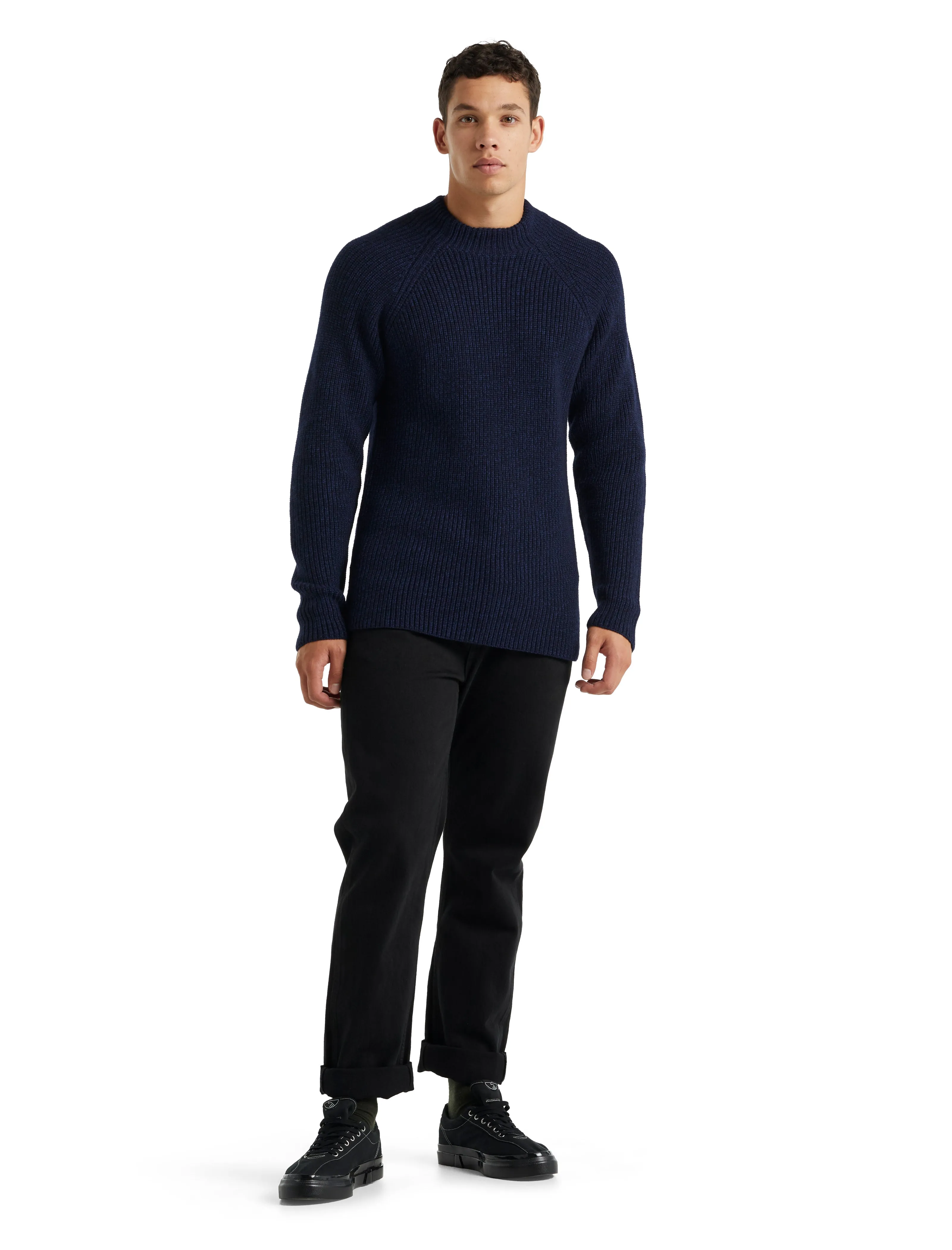 Icebreaker Hillock Funnel Neck Sweater (Men's) Midnight Navy/Royal Navy