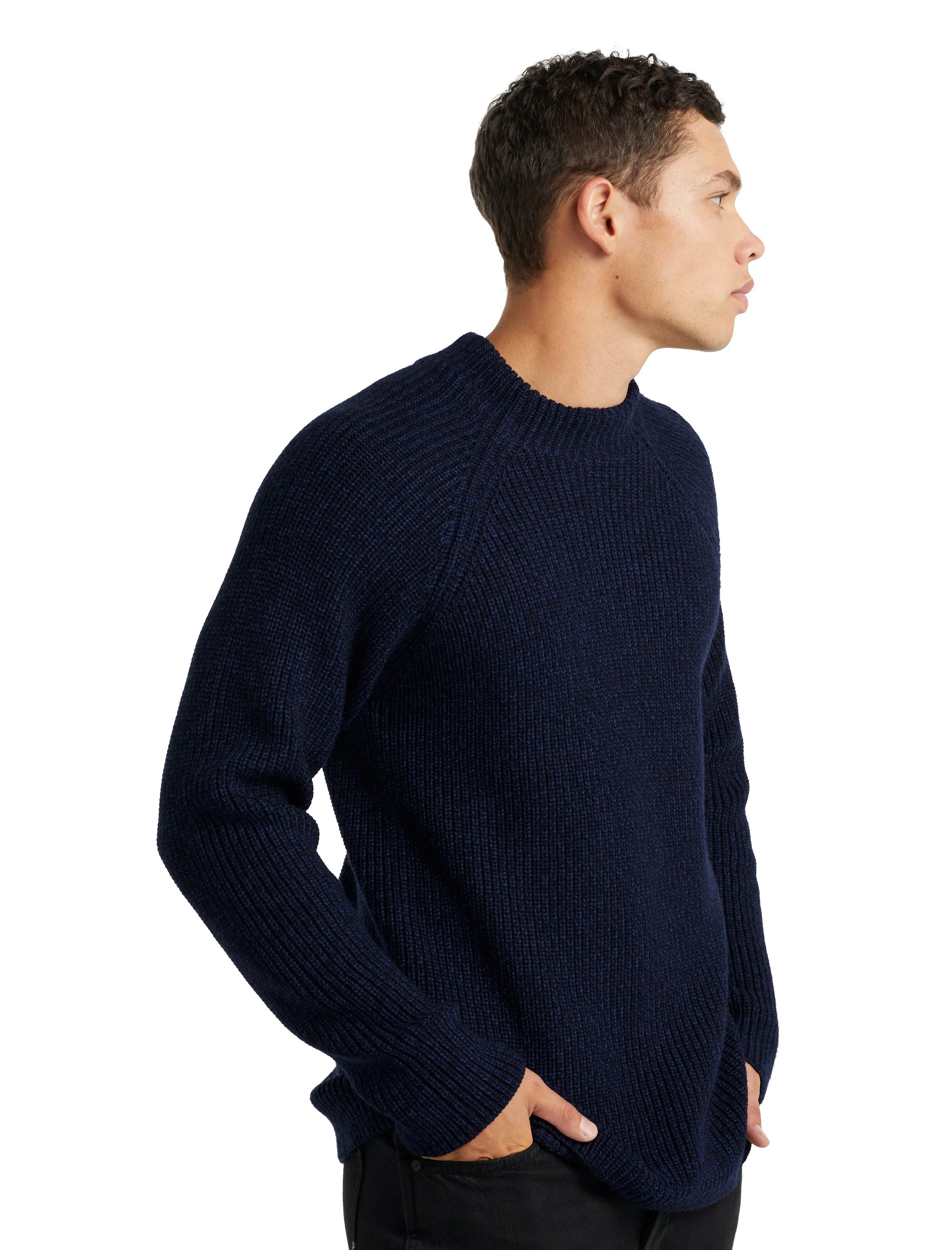 Icebreaker Hillock Funnel Neck Sweater (Men's) Midnight Navy/Royal Navy