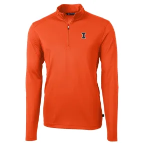 Illinois Fighting Illini Cutter & Buck Virtue Eco Pique Recycled Quarter Zip Mens Pullover